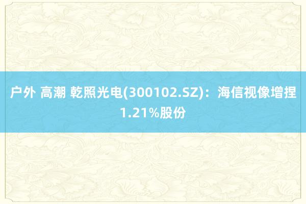 户外 高潮 乾照光电(300102.SZ)：海信视像增捏1.21%股份
