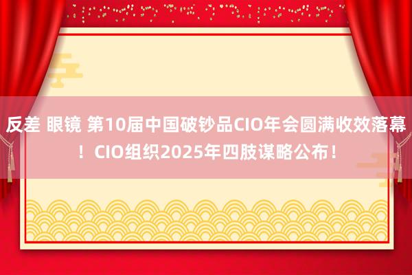 反差 眼镜 第10届中国破钞品CIO年会圆满收效落幕！CIO组织2025年四肢谋略公布！