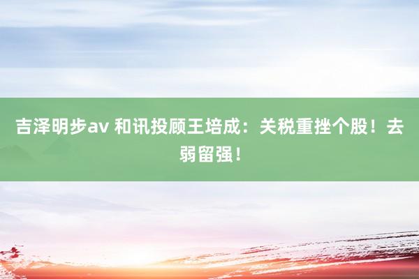 吉泽明步av 和讯投顾王培成：关税重挫个股！去弱留强！